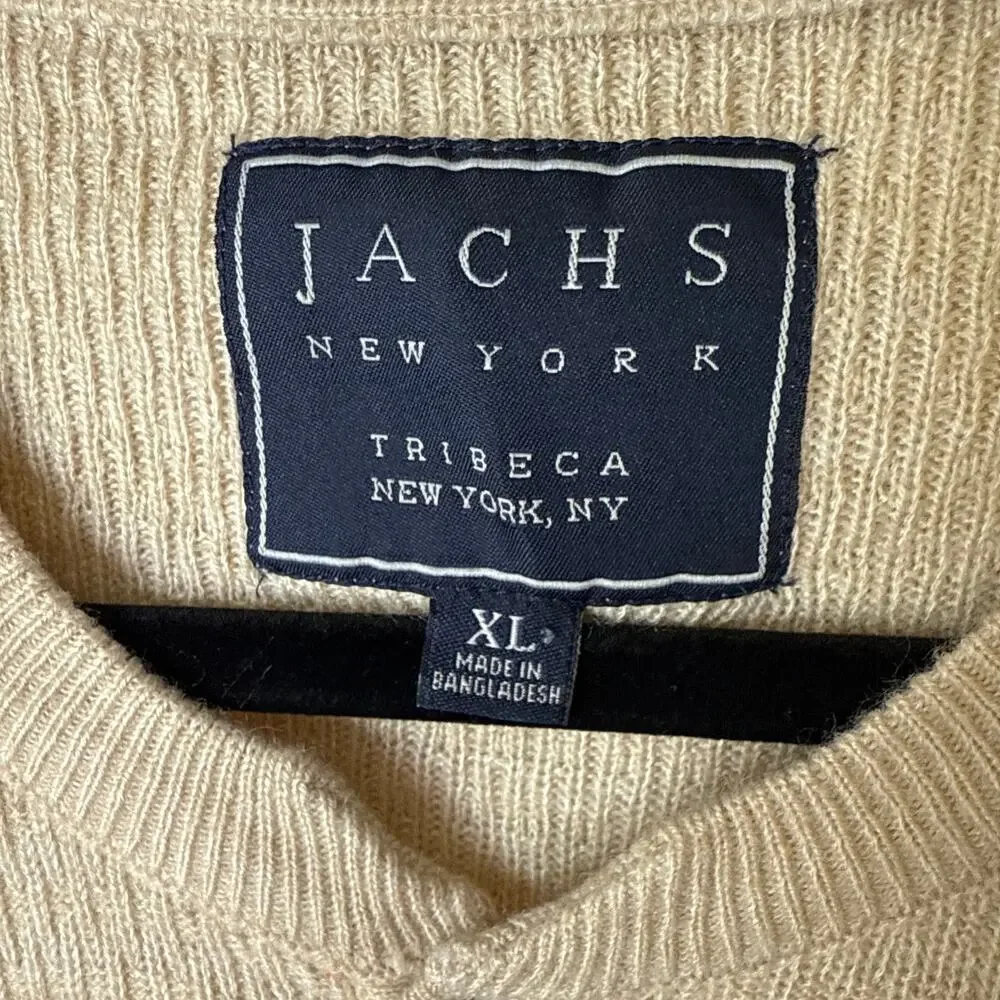Jachs Men's Mixed Stitch Waffle‎ Sweater Henley XL Pattern Cream Long Sleeves